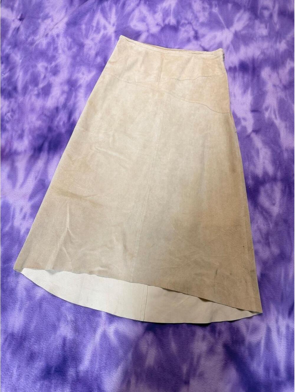Ideology beige suede leather midi skirt